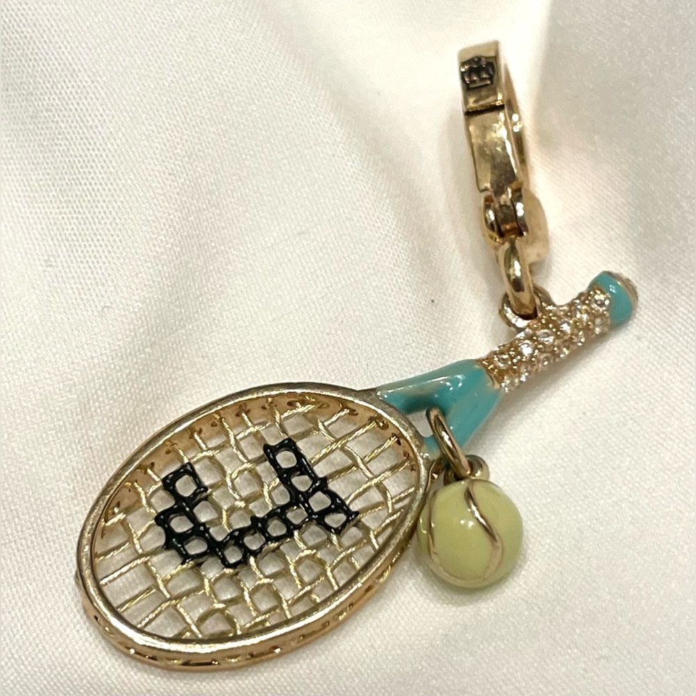 NWT Vintage JUICY COUTURE TENNIS BALL AND RACKET Gold Charm Y2K